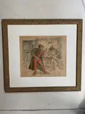 Etude IV - Composition Cavalier (chasseur + cheval rouge construction sur diagonale by Constantin Hagondokoff, Encre et aquarelle sur papier, sold Dec 2021
