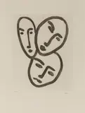 Trois têtes ; À l'amitié". (Masques d'Apollinaire, Matisse et Rouveyre). 1951-1952 by Henri Matisse, Aquatinte, sold Mar 2019