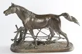 La jument à la barrière by Pierre-Jules Mêne, Épreuve en bronze à patine brune, sold Oct 2025