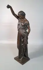 Vestale aux fleurs by Aimé Millet, Epreuve en bronze à patine brune, sold Oct 2025