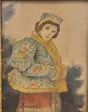 Portrait de jeune femme by Sergej Sergeevic Solomko, Aquarelle sur papier, sold Oct 2025
