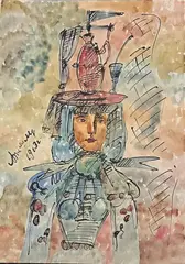 Femme au plateau by Aleksandr Tyshler, 1963, Aquarelle sur papier, sold Oct 2025