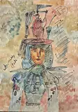 Femme au plateau by Aleksandr Tyshler, 1963, Aquarelle sur papier, sold Oct 2025