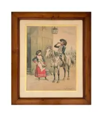 Le cavalier et la cantinière. Époque Consulat by Eugène Chaperon, 1901, Encre et aquarelle signée et datée, sold Oct 2025