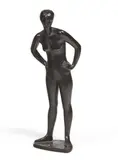 Jeune femme se tenant les hanches by Louis Derbré, Bronze à patine noire, sold Nov 2018