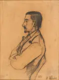 Portrait de Miguel Utrillo de profil by Suzanne Valadon, 1891, Fusain et crayon sur papier, sold Nov 2018