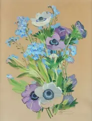 Anémones by Mathurin Méheut, Gouache, sold Jun 2022