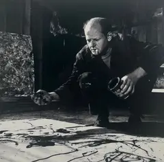 Jackson Pollock by Martha Holmes, 1949, Tirage argentique, crédit du photographe et de l’agence de presse dans la marge, sold Mar 2025