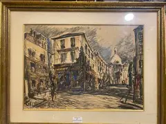 Montmartre by Fernand Laval, 1951, Pastel, sold Feb 2025
