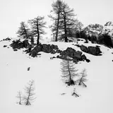 Paysage enneigé, Col du Chardonnet, le Briançonnais, Hautes-Alpes by José Nicolas, 2015, Tirage Fine Art, légendé et signé au dos par le photographe, sold Feb 2025