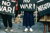 Manifestation anti américaine, Paris by José Nicolas, 1986, Tirage lambda couleur, légendé et signé au dos par le photographe, sold Feb 2025