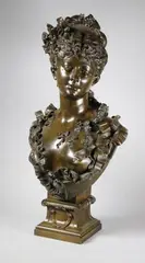 Buste de courtisane by Albert-Ernest Carrier-Belleuse, Epreuve en bronze à patine brun nuancé, sold Oct 2017
