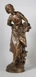 La vendangeuse by Mathurin Moreau, Epreuve en bronze à patine brun nuancé rouge, sold Oct 2017
