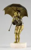 Petite fille au parapluie by Demetre Chiparus, Epreuve en bronze à patine brun clair et doré, sold Oct 2017