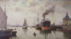 Le port by Gustave Mascart, Toile signée en bas à gauche, sold May 2017
