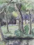 Maison en bord de rivière by Paul-Émile Pissarro, Aquarelle signée en haut à gauche, sold May 2017