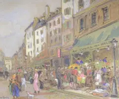 Au cours des Halles by Charles Blondin, Aquarelle et gouache signée en bas à gauche, sold May 2017