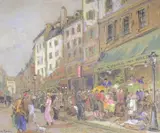 Au cours des Halles by Charles Blondin, Aquarelle et gouache signée en bas à gauche, sold May 2017