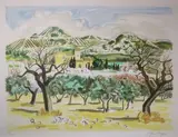 Paysage de Provence by Yves Brayer, Lithographie signée en bas à droite et justifiée «77/150» en bas à gauche, sold May 2017