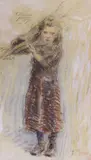 Jeune fille au fagot by Paul-Elie Gernez, 1907, Pastel signé et daté en haut à gauche, sold May 2017