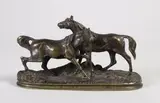 L'accolade by Pierre-Jules Mêne, Epreuve en bronze à patine brun foncé nuancé, sold May 2017