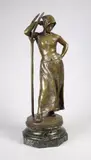 La faneuse by Alfred Boucher, Epreuve en bronze à patine brun clair nuancé, sold May 2017