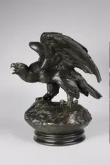 Aigle ailes étendues bec ouvert (terrasse avec profil) by Antoine-Louis Barye, Epreuve en bronze à patine brun foncé nuancé, sold May 2017