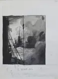 La bataille d'Heligoland (28 août 1914). Les croiseurs de bataille entrent en ligne by Charles Fouqueray, Lavis d'encre de chine et rehauts de gouache, sold May 2017