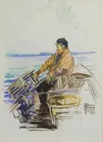 La remontée des casiers (Projet d'illustration) by Charles Fouqueray, Aquarelle monogrammée en bas à droite, sold May 2017