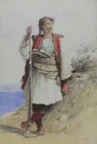 Combattant Grec by Adolphe Yvon, Aquarelle et crayon sur papier signé à droite au centre, sold May 2017