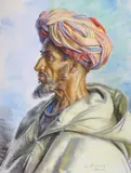 Portrait de Marocain by Louis John Endres, Pastel signé en bas à gauche, sold May 2017