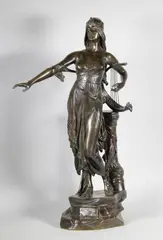Femme orientale by Edouard Drouot, Epreuve en bronze à patine brun foncé nuancé, sold May 2017