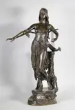Femme orientale by Edouard Drouot, Epreuve en bronze à patine brun foncé nuancé, sold May 2017