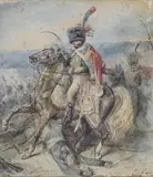 Le Hussard by Eugène Lami, Aquarelle signée en bas à droite, sold Mar 2017
