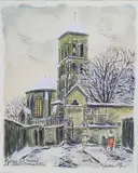 Eglise Saint Pierre à Montmartre sous la neige by Gazi Igna Ghirei, Aquarelle signée en bas à droite, sold Mar 2017