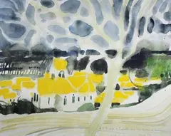 Vue de village by André Brasilier, 1972, Crayon et aquarelle signé et daté «15 avril, sold Mar 2017