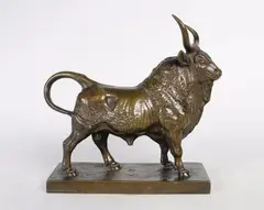 Taureau vainqueur by Auguste Clésinger, Epreuve en bronze à patine brun clair nuancé, sold Mar 2017