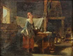 Scène d'intérieur by Martin Drolling, Panneau de chêne, une planche, non parqueté, sold Dec 2016