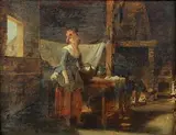 Scène d'intérieur by Martin Drolling, Panneau de chêne, une planche, non parqueté, sold Dec 2016