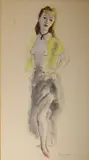 Le boléro jaune by André Dignimont, Aquarelle et encre signée en bas à droite, sold Dec 2016