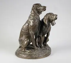 Deux chiens limiers by Emmanuel Frémiet, Epreuve en bronze à patine brun nuancé, sold Dec 2016