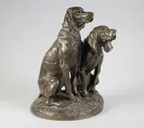 Deux chiens limiers by Emmanuel Frémiet, Epreuve en bronze à patine brun nuancé, sold Dec 2016