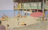 Sur la plage à Marseille by Etienne Bouchaud, 1935, Pastel signé, sold Nov 2016