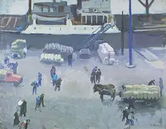 Le débarcadère by Etienne Bouchaud, Gouache signée en bas à droite, sold Nov 2016