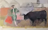 La Muleta by Manolo Ruiz Pipó, Gouache signée en bas à gauche, sold Nov 2016