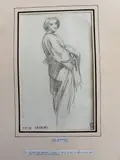 Homme en tunique by Félix-Joseph Barrias, Crayon noir sur papier signé du cachet en bas à gauche, sold Oct 2025