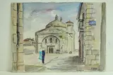 Eglise d'Etienne" by Roland Hamon, 1959, Aquarelle située, sold Feb 2010