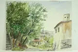 Vue d'Orthez by Roland Hamon, 1957, Aquarelle située, sold Feb 2010