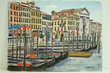 Venise, quai de promenade, gondoles en attente by Roland Hamon, Aquarelle située en bas à gauche, sold Feb 2010