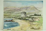 Baie d'Ajaccio, une vieille tour" by Roland Hamon, 1962, Aquarelle située et datée en bas à gauche, sold Feb 2010